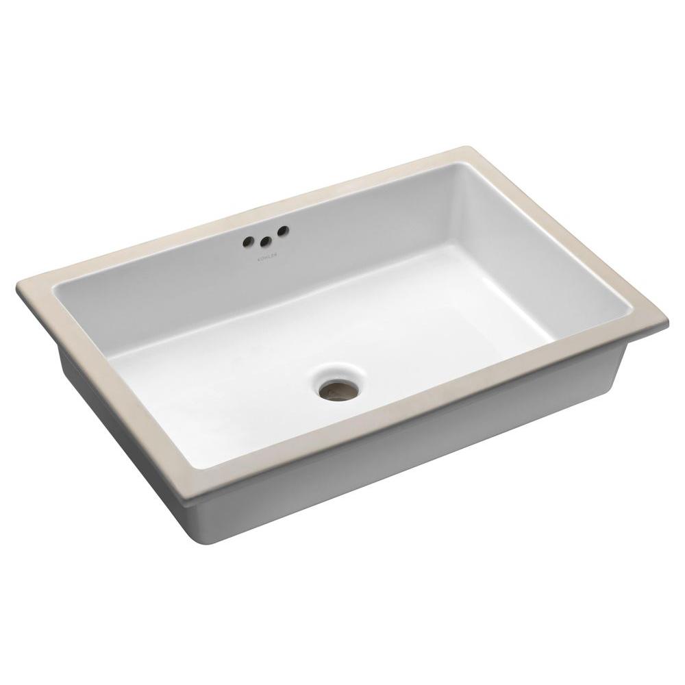 Kohler Kathryn Vitreous China Undermount Bathroom Sink With Glazed Underside In White With Overflow Drain