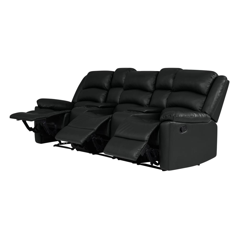 ProLounger Black Tuff Stuff Polyurethane Fabric 3Seat Wall Hugger