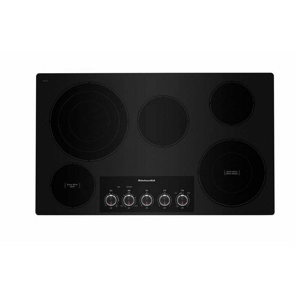 36 in. Radiant Electric Cooktop in Black with 5 Elements and Knob