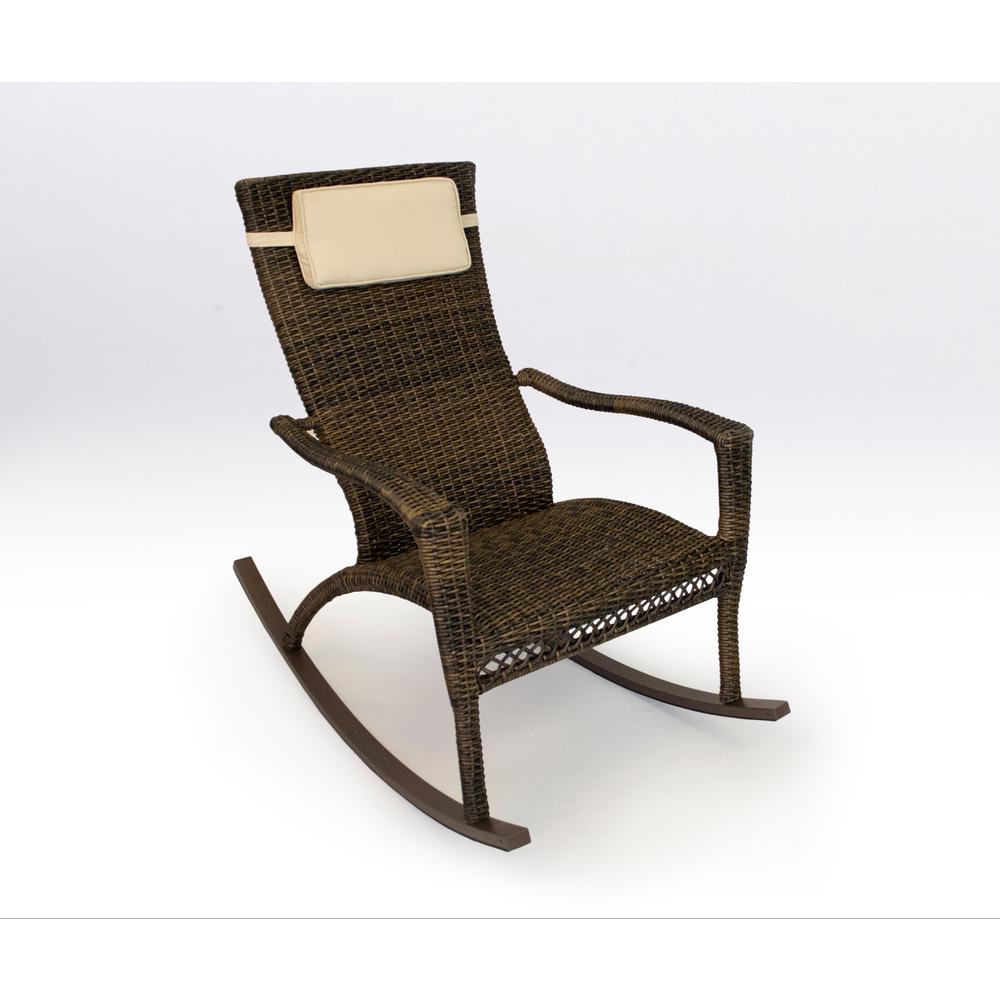Aluminum Rocking Chairs Patio The Home Depot Maracay Pecan Wicker Oversized Outdoor Rocking Chair With Head Cushion