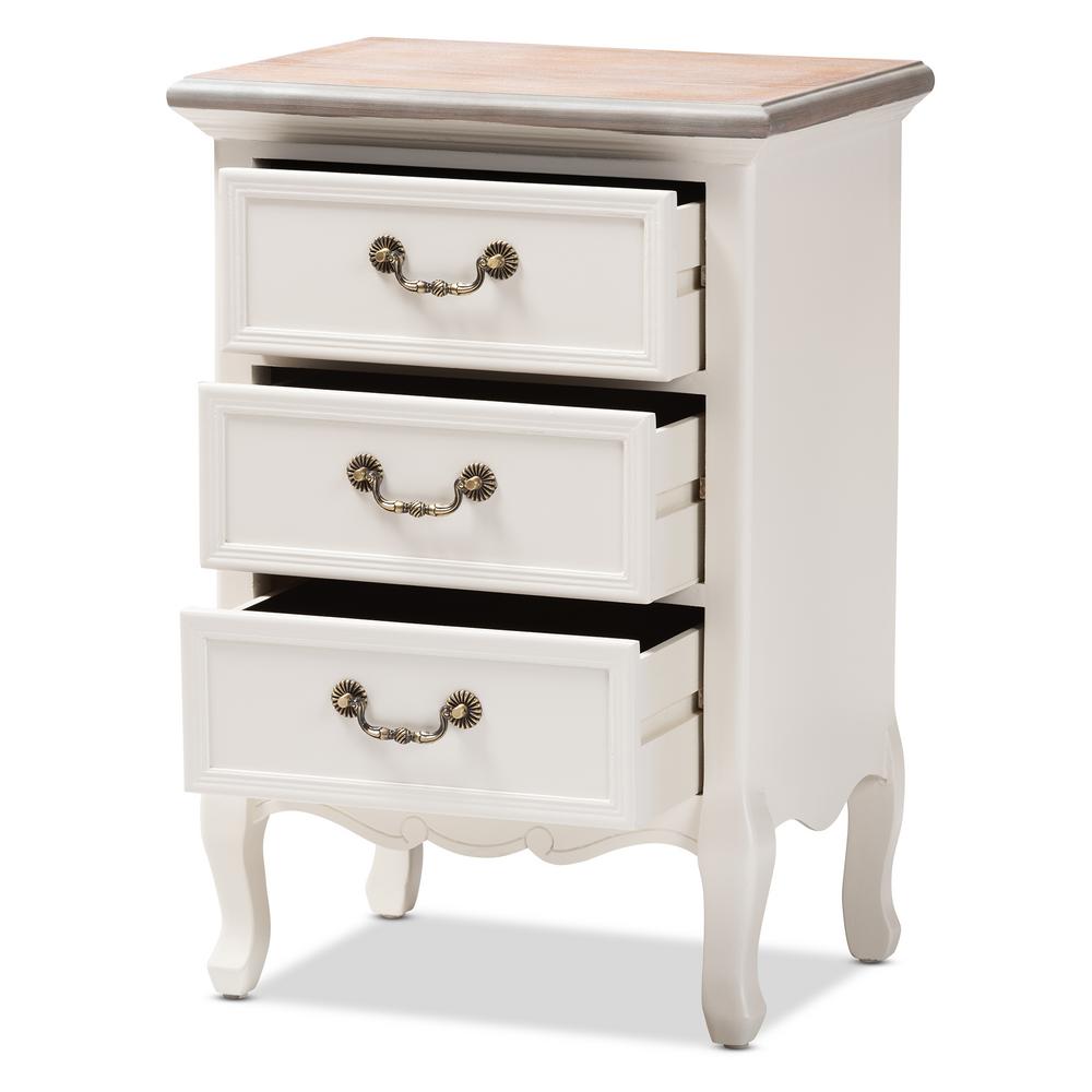 Baxton Studio Capucine 3-Drawer White Nightstand-151-9205 ...