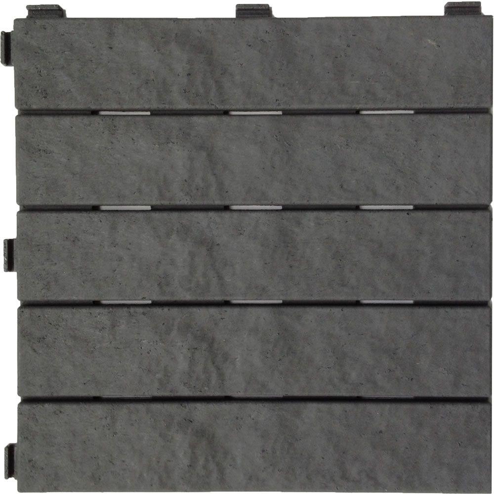 Multy Home 12 In X 12 In Rubber Slate Deck Tile 6 Pack