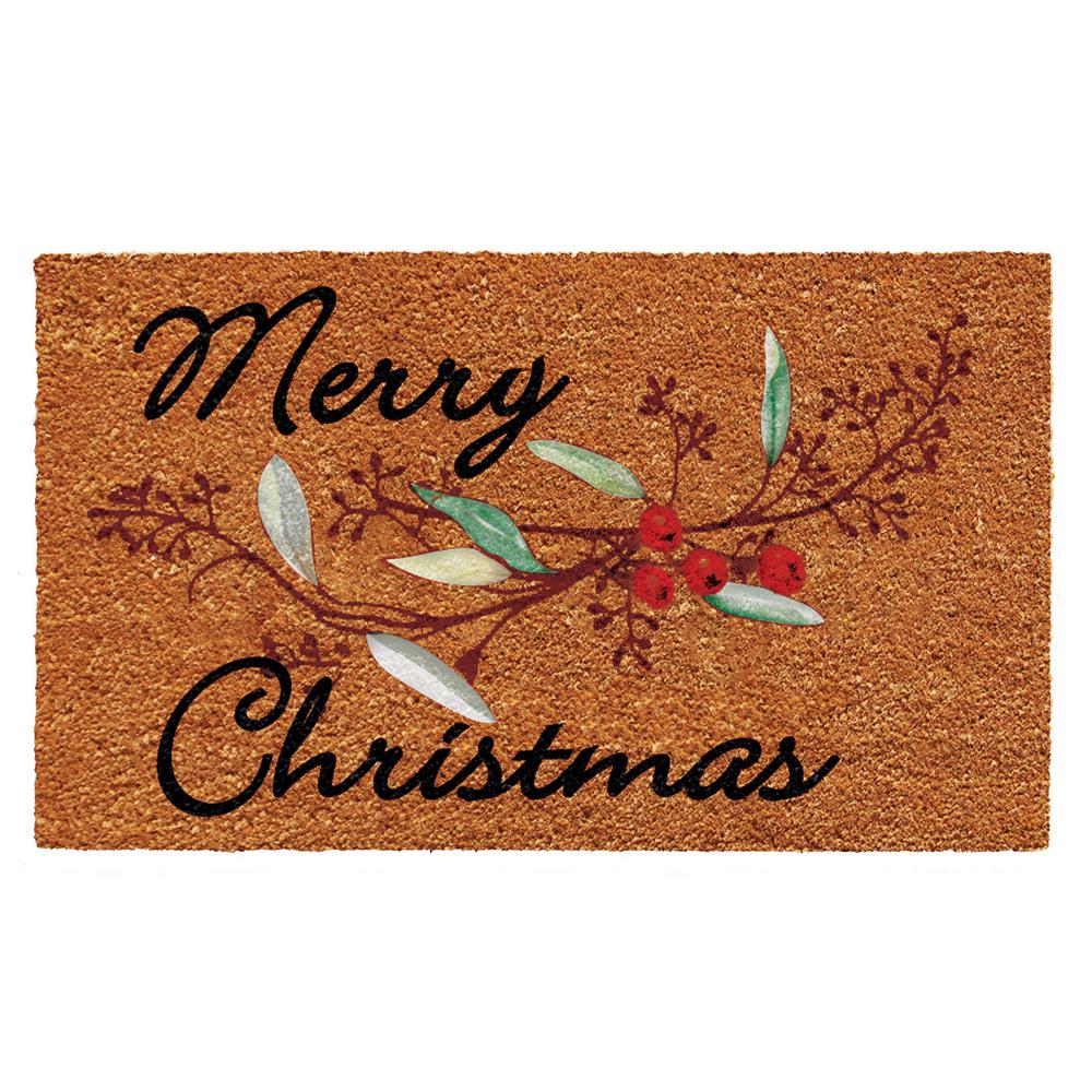 Home More Merry Christmas Berries Door Mat 17 In X 29 In