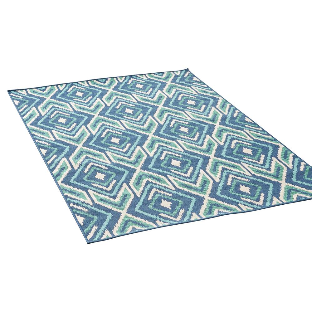 Noble House Myrtle Navy And Green 5 Ft X 8 Ft Geometric Outdoor Area Rug 42548 2 The Home Depot