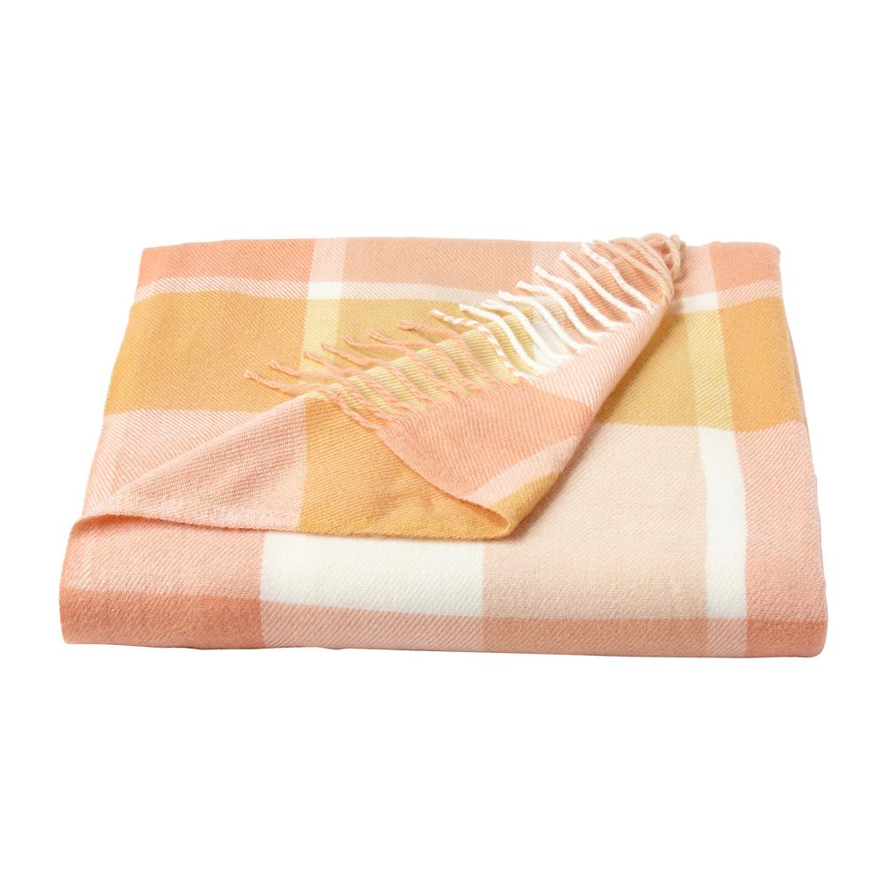 Oversized Faux Cashmere Desert Blush Plaid Acrylic Fireside Throw