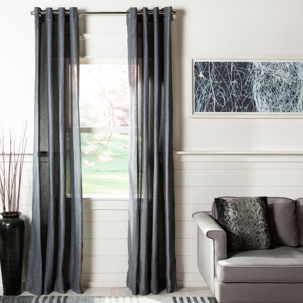 Safavieh Nala 52 In W X 84 L Semi Sheer Window Panel Slate Gray Wdt1039a 5284 The Home Depot Semi Sheer Window Panel