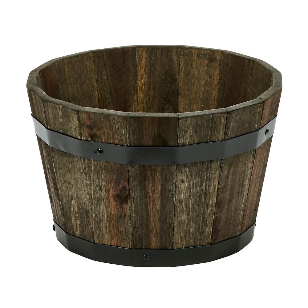 20.5 in. Dia x 12.25 in. H Kentucky Walnut Resin Whiskey BarrelHD11027 The Home Depot