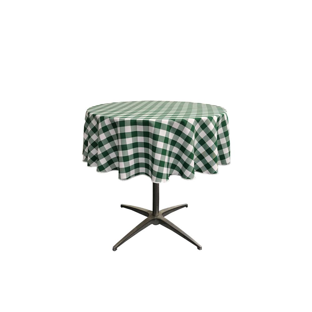 LA Linen "58 in. White and Hunter Green Polyester Gingham Checkered