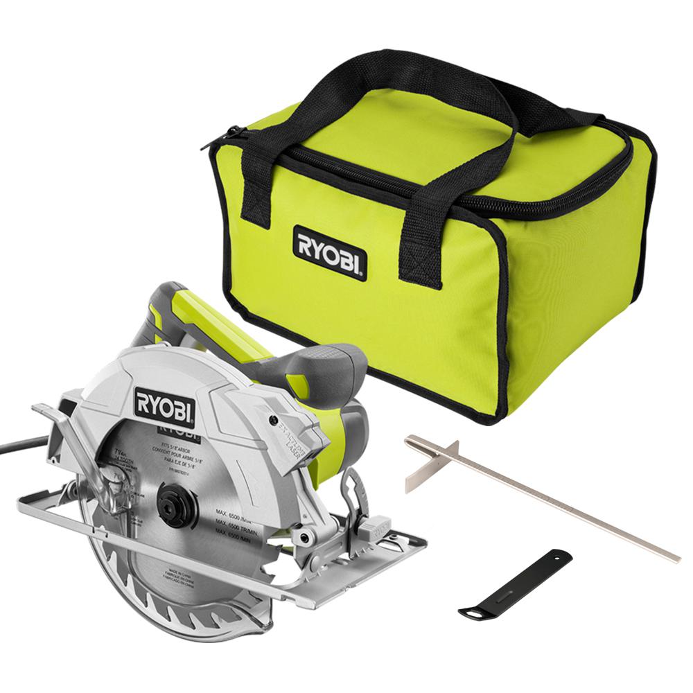 15 Amp Corded 7-1/4 in. Circular Saw with EXACTLINE Laser Alignment System, 24T Carbide Tipped Blade, Edge Guide and Bag