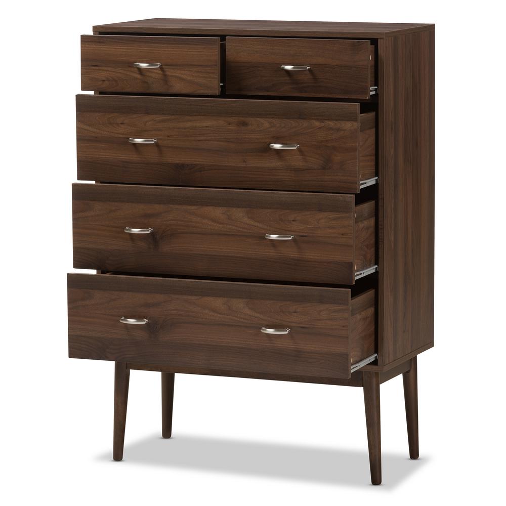 Baxton Studio Disa 5 Drawer Brown Chest 28862 8007 Hd The Home Depot