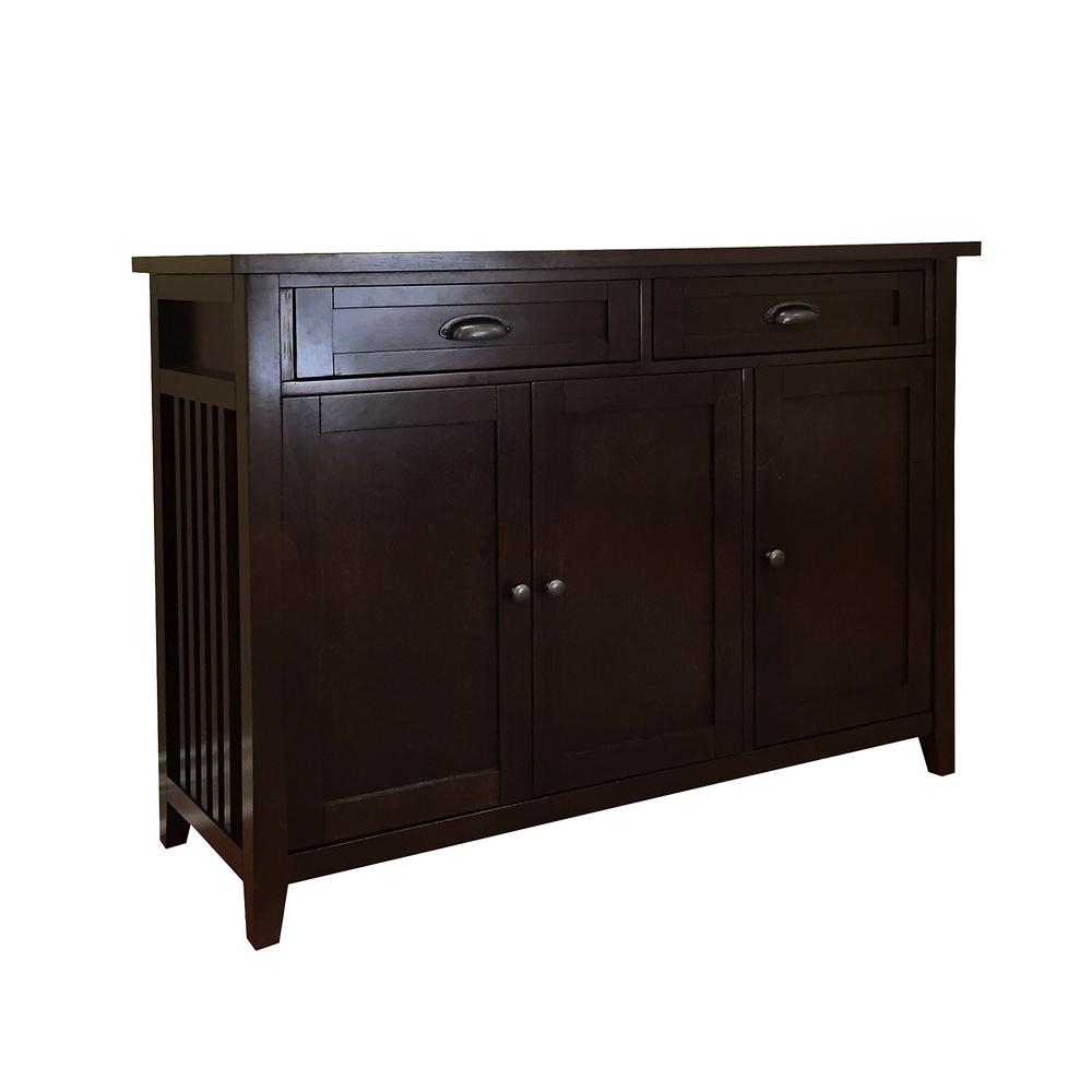 Donnieann Brookdale Dark Walnut Buffet Sideboard With 2
