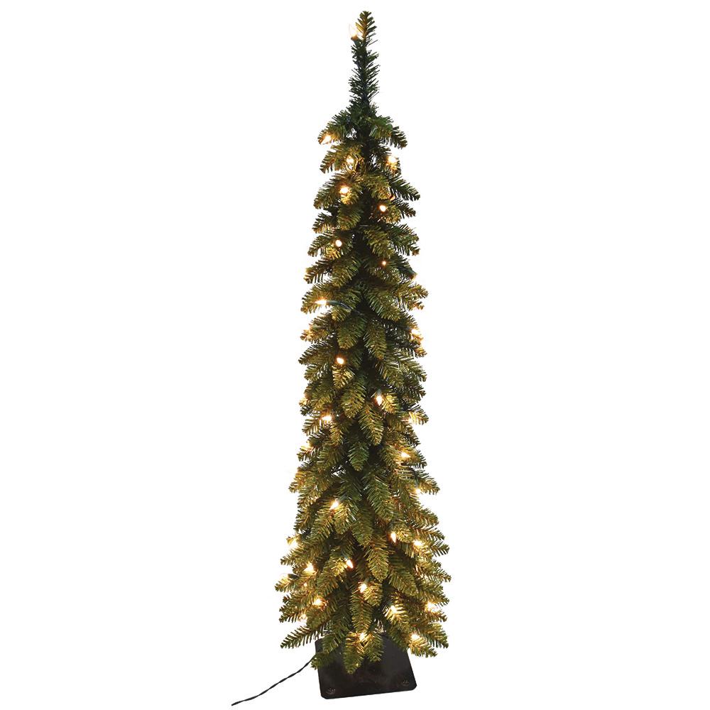 6 ft. Pre- Lit Pencil Slim Artificial Christmas Tree with 150 UL Lights ...