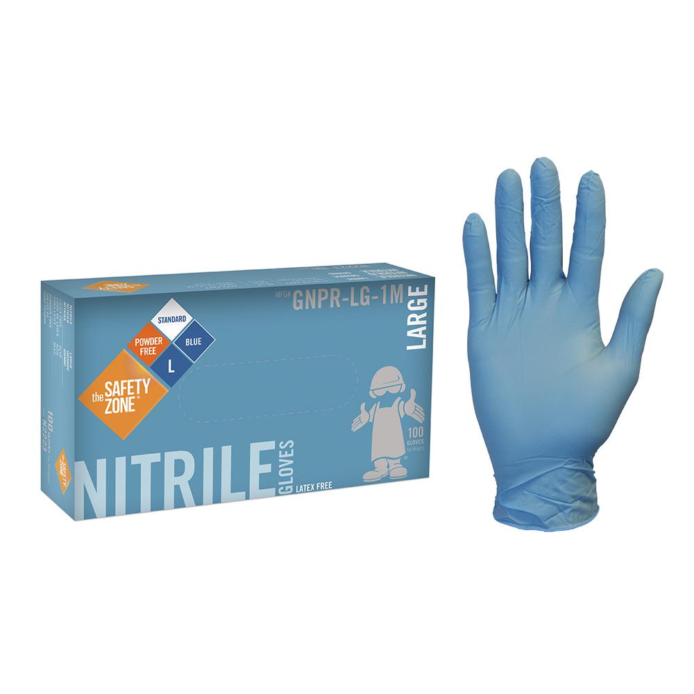 THE SAFETY ZONE Blue Nitrile Disposable Gloves Medium Bulk 1,000 (100