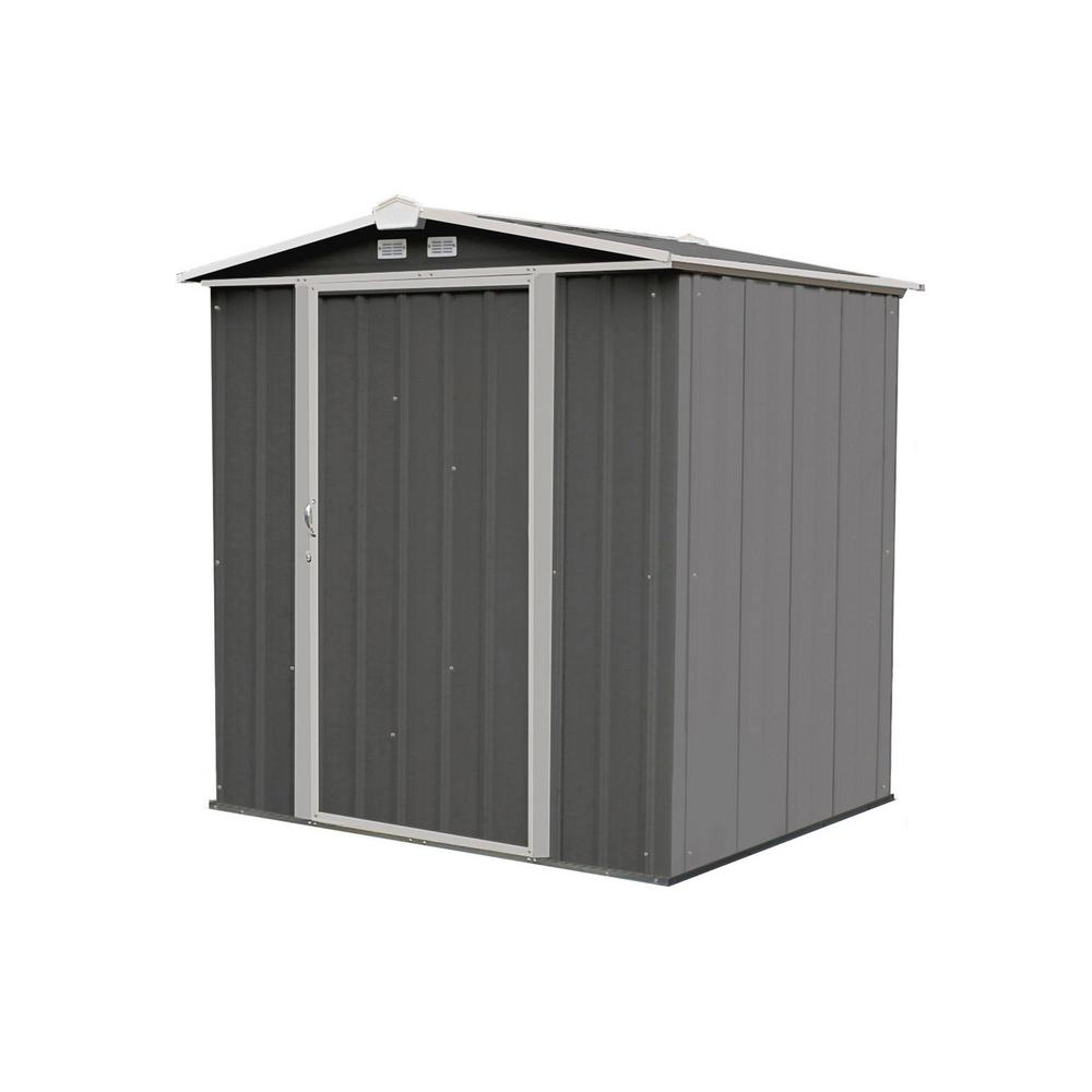 3 Metal Sheds The Home Depot Ezee Shed 6 Ft X 5 Galvanized Steel Charcoal Cream Trim Low