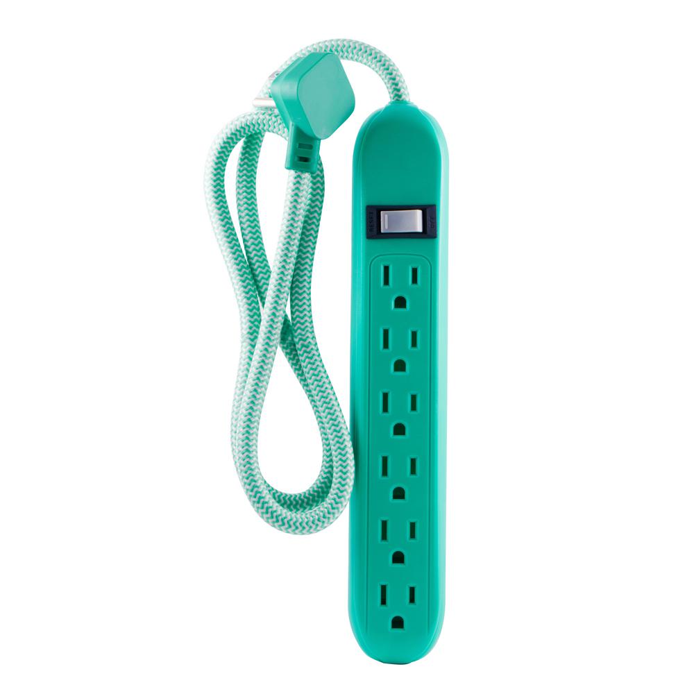 Cordinate 6 Outlet Surge Protector Power Strip With Flat Plug 3 Ft