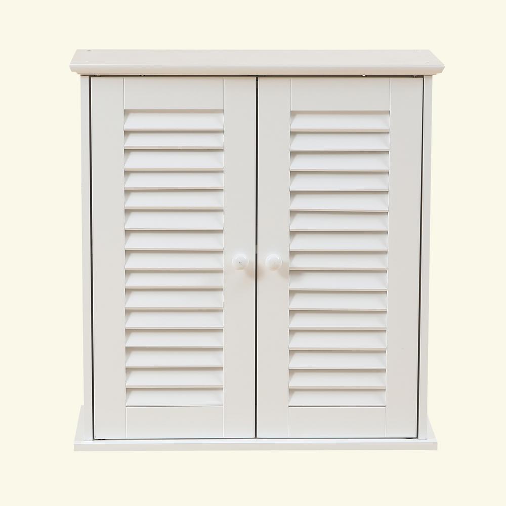 Luxen Home Shutter Door Bathroom White Wall Cabinet Whif629 The