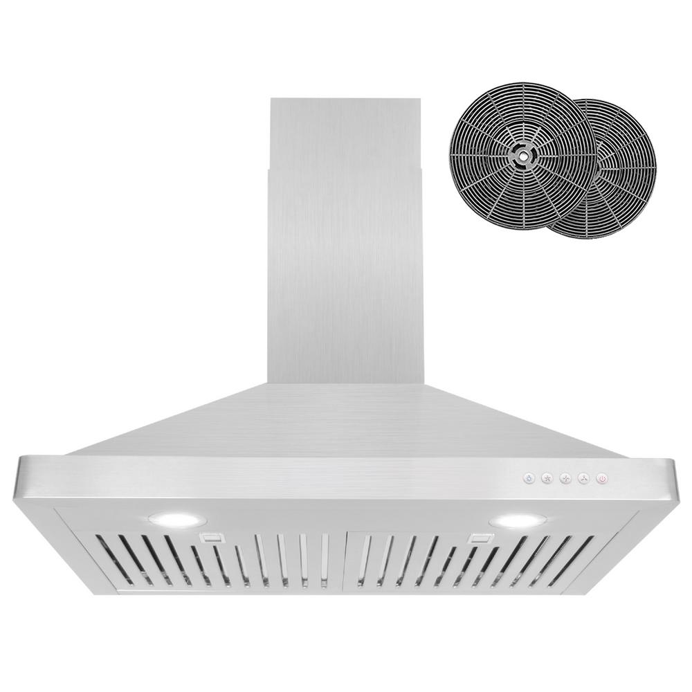 Cosmo 30 In Ductless Wall Mount Range Hood Stainless Steel With Ductless Wall Mount Range Hood In Stainless Steel With Led Lighting And