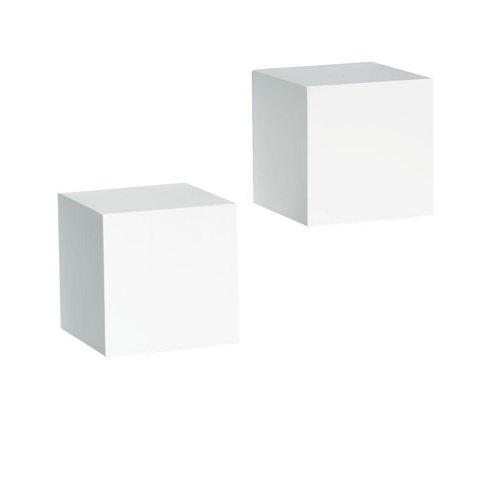 floating shelves home depot Knape Vogt 5 in x 5 in Floating White Wall Cube 