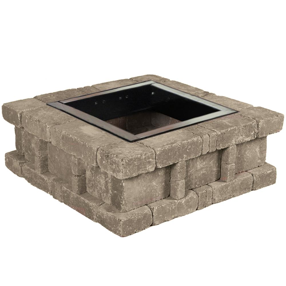 RumbleStone 38.5 in. x 14 in. Square Concrete Fire Pit Kit No. 2 in. Greystone
