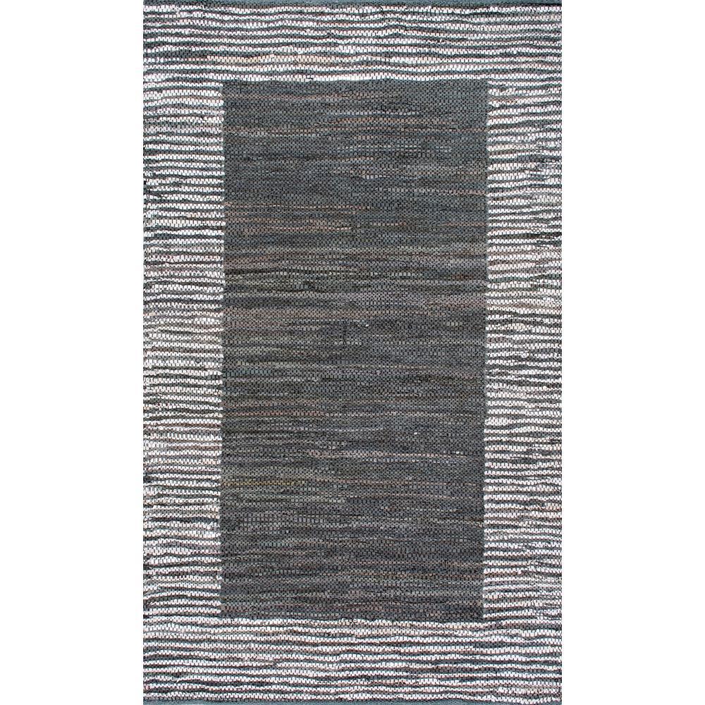 nuLOOM Solid Striped Border Neta Grey 8 ft. x 10 ft. Area Rug-HMPC01A ...