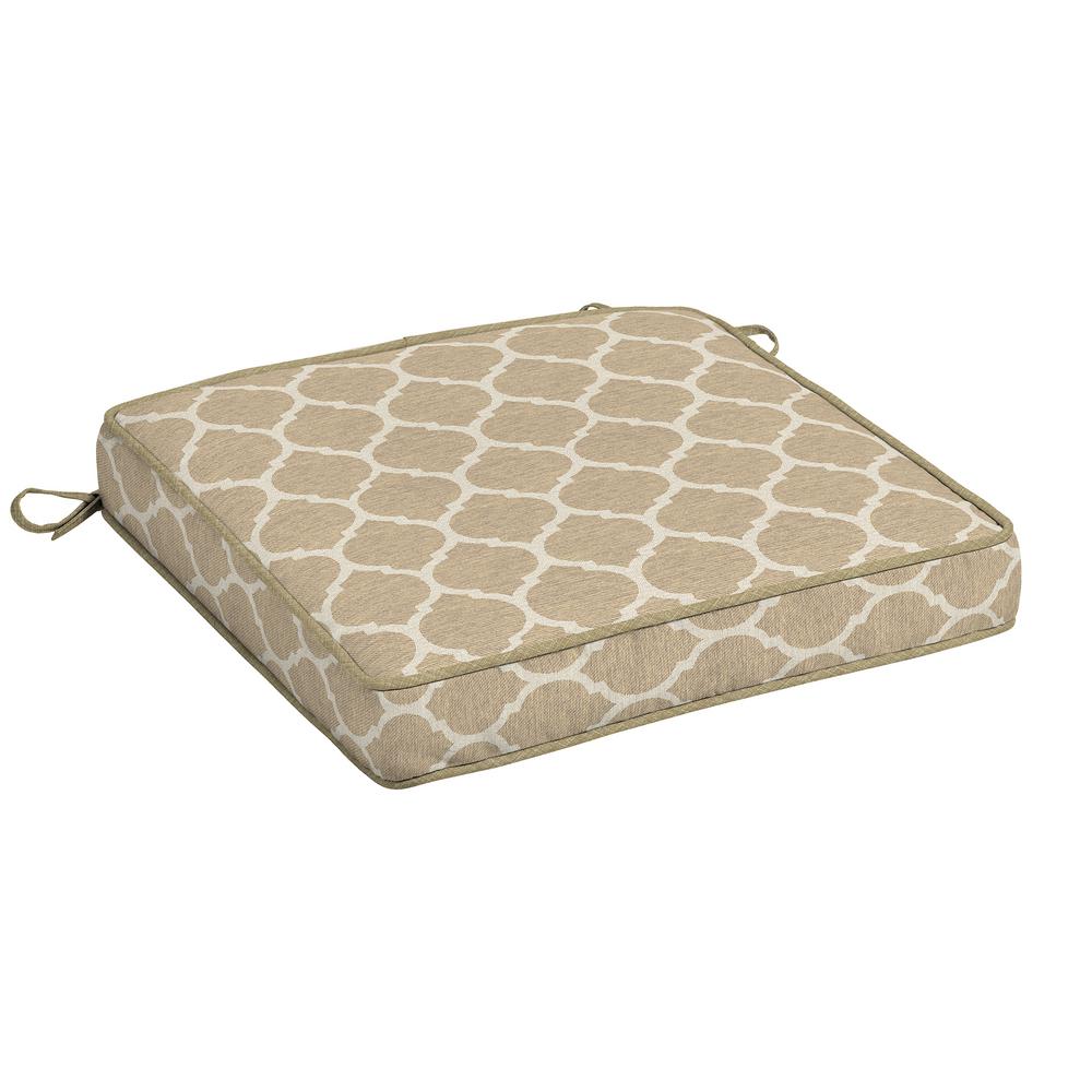 Hampton Bay CushionGuard Toffee Trellis Square Outdoor Seat Cushion