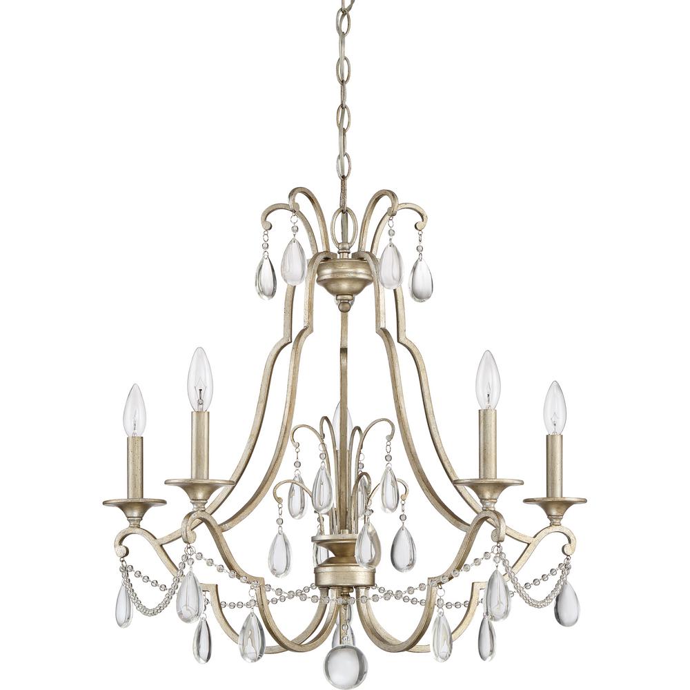 Quoizel Regent 5 Light Vintage Gold Candle Style Chandelier Vintage Gold Candle Style Chandelier