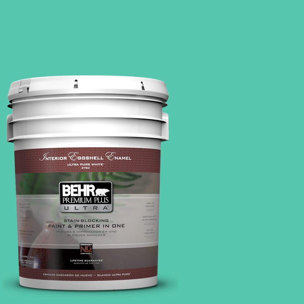 BEHR Premium Plus Ultra 5 gal. PPU113 Botanical Green Eggshell Enamel Interior Paint and