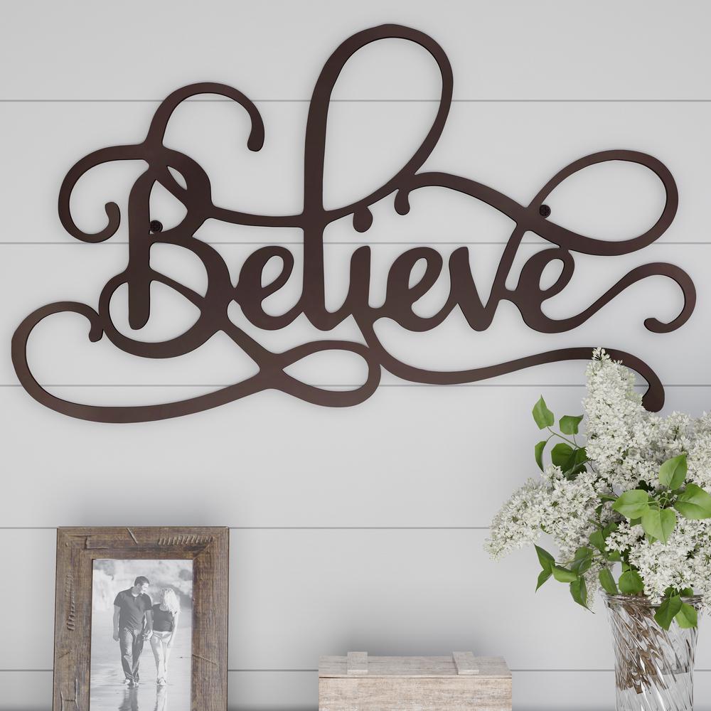 Lavish Home Believe Metal Cutout Sign Hw0200055 The Home Depot