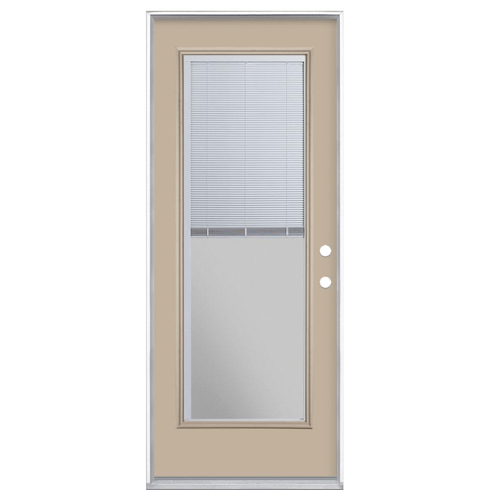 Masonite 32 In X 80 In Mini Blind Left Hand Inswing Painted Steel Prehung Front Exterior Door No Brickmold