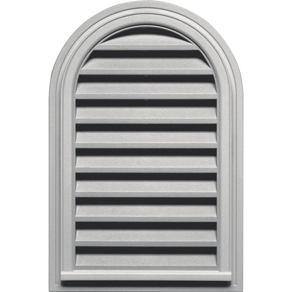 Builders Edge 22 in. x 32 in. Round Top Gray Plastic Weather Resistant