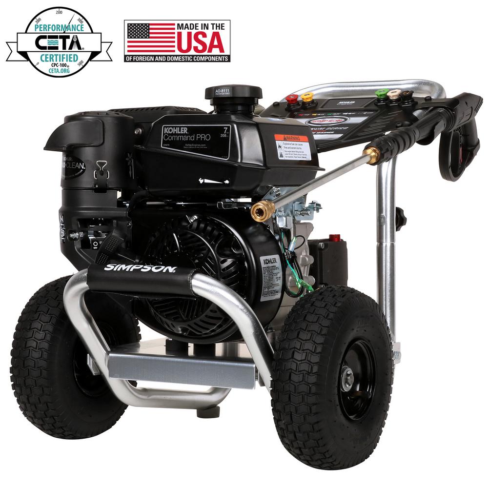 Aluminum 3600 psi at 2.5 GPM KOHLER CH270 with AAA Triplex Pump  Professional Gas Pressure Washer (CARB)