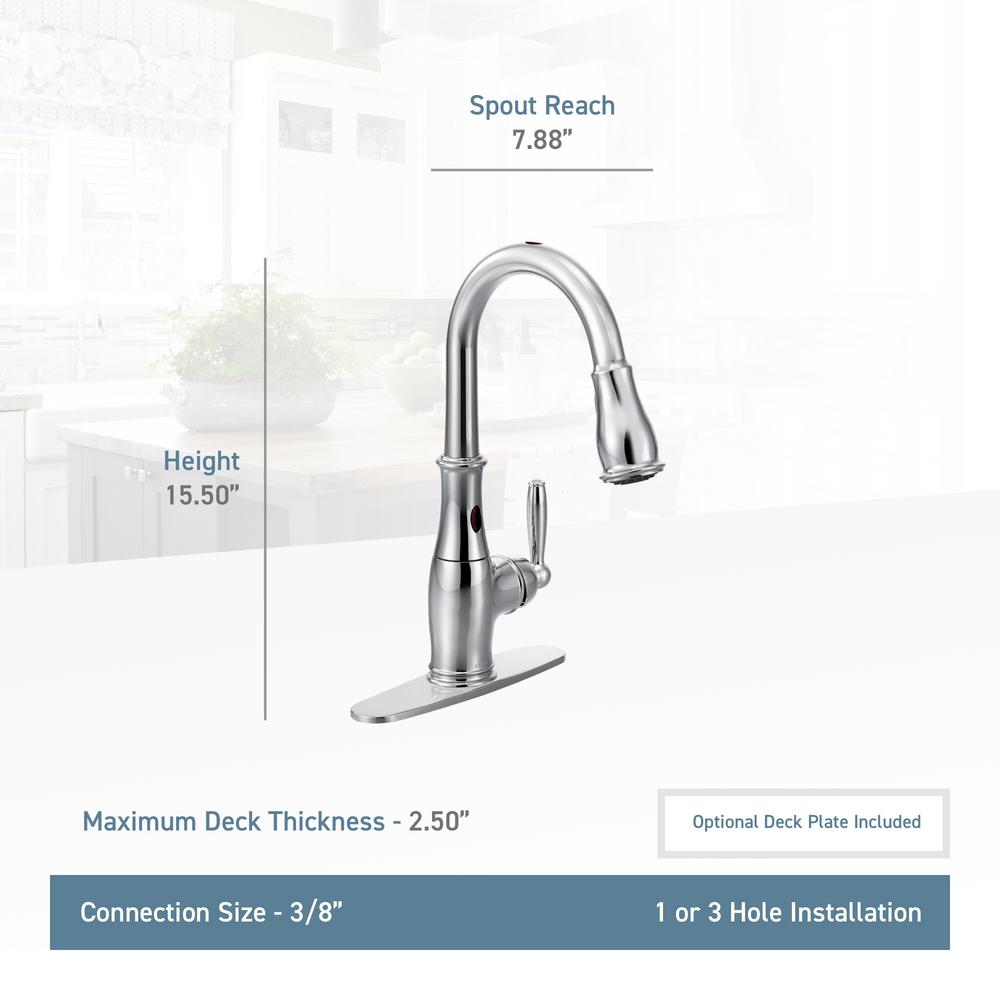 Moen Brantford Single Handle Pull Down Sprayer Touchless Kitchen Faucet With Motionsense And Reflex In Spot Resist Stainless