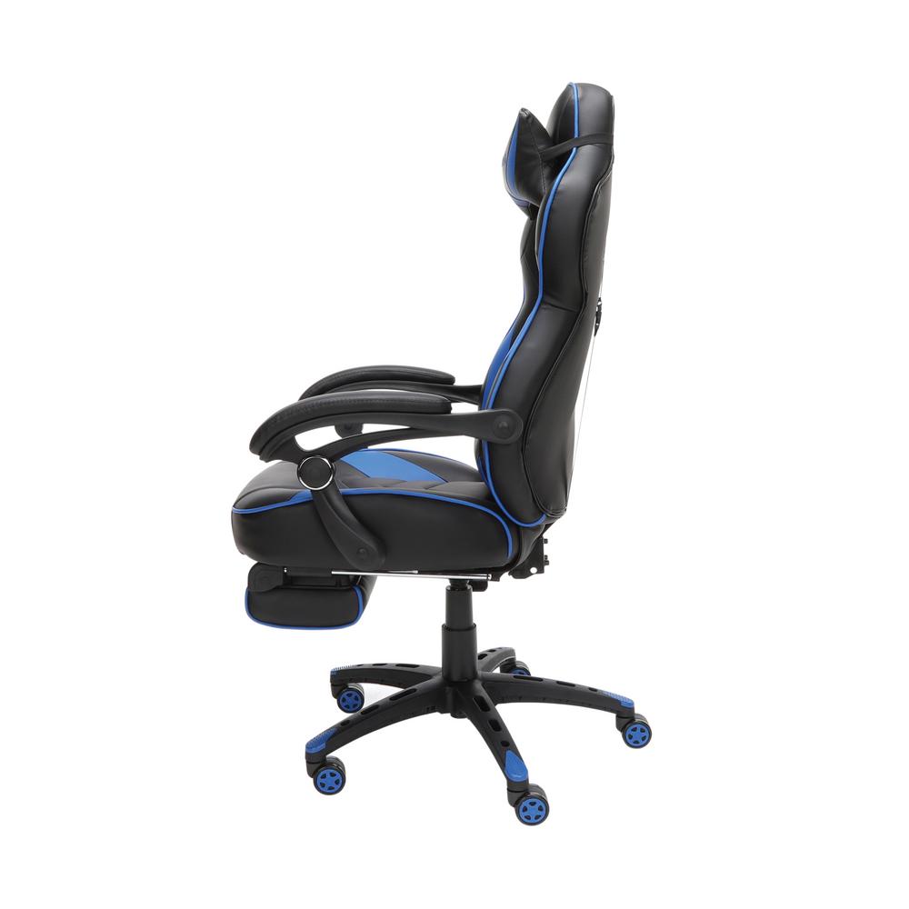 Unbranded 110 Racing Style Gaming Chair Reclining Ergonomic Leather Chair With Footrest In Blue Rsp 110 Blu Rsp 110 Blu The Home Depot