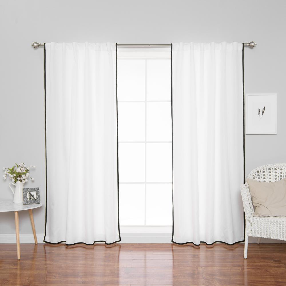 96 In L Polyester Oxford Thin Black Border Curtains In White 2 Pack
