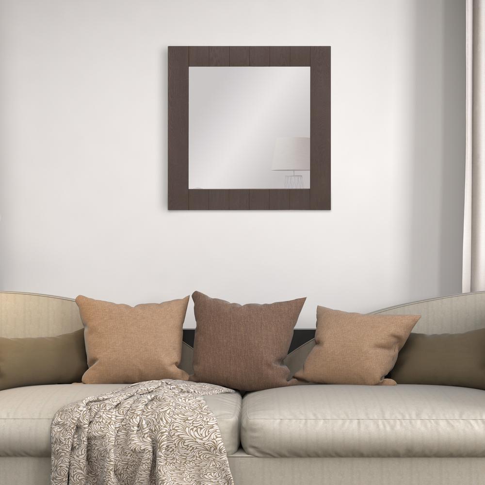 Pinnacle Wood Plank Square Distressed Gray Decorative Wall Mirror1805