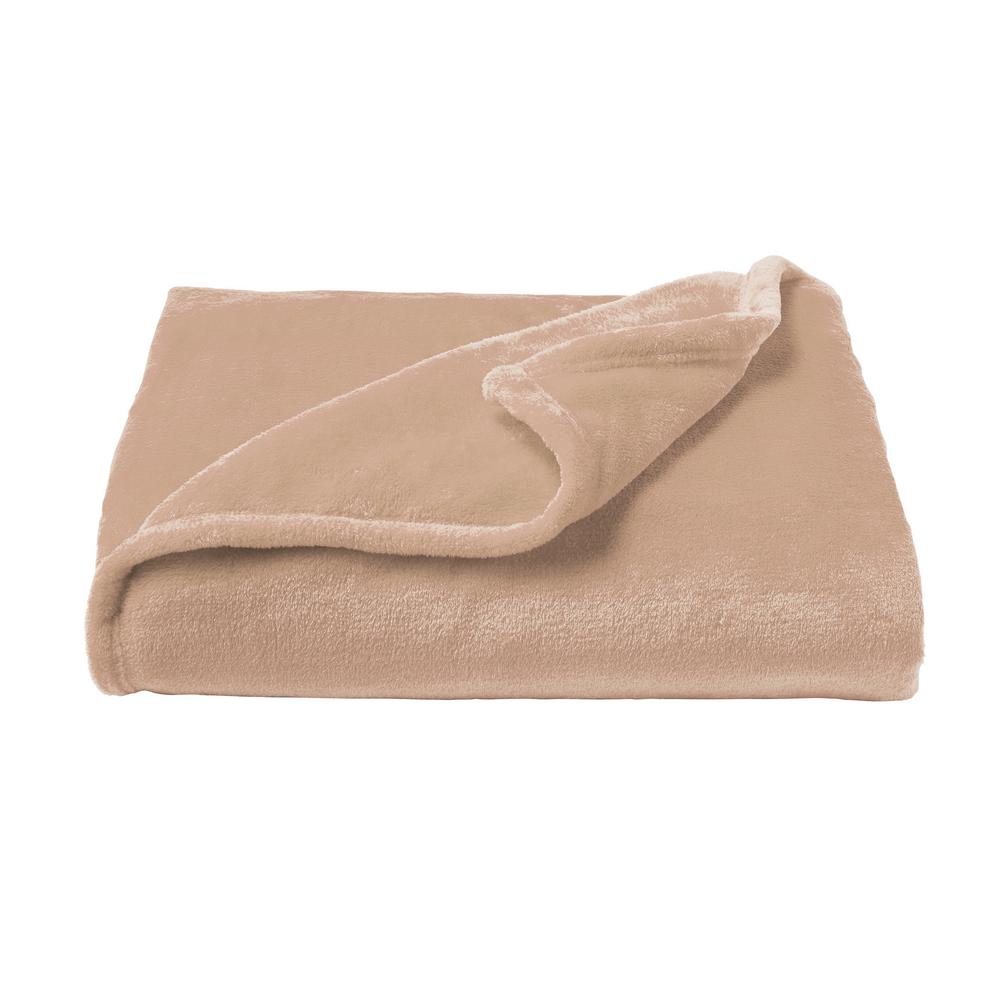 Oversized Velvet DesertTan Microfiber Plush Throw Blanket66HDThrow005