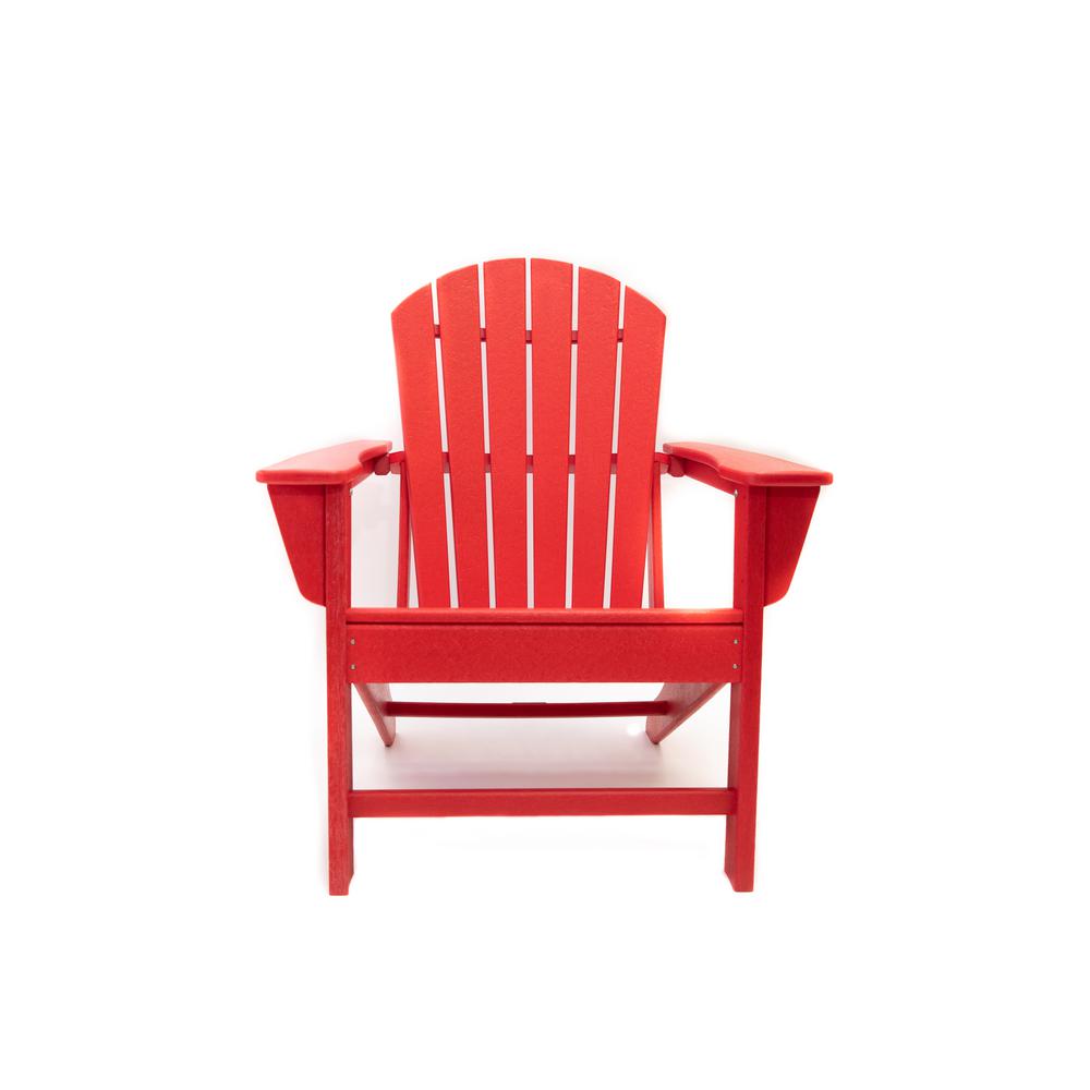 LuXeo Marina Red Poly Plastic Outdoor Patio Adirondack ChairLUX1519