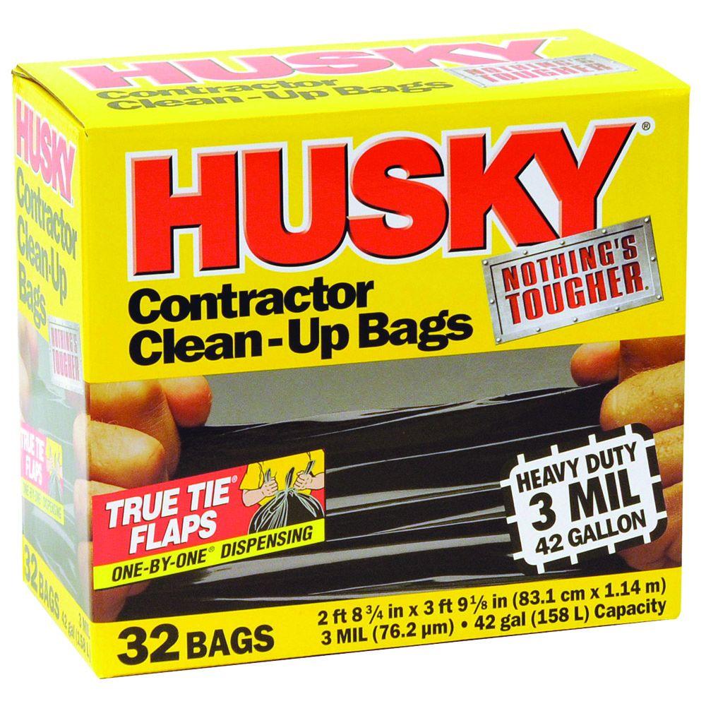 Husky Hk42wc032b Contractor Clean-up Bags, 42 Gallon