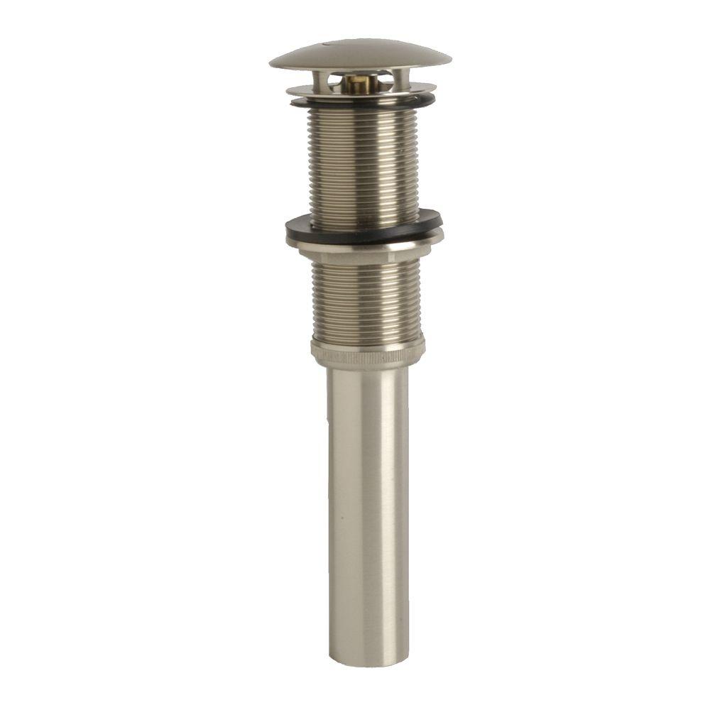 2 3 4 In Brass Decorative Pushbutton Drain In Brushed Nickel With No Overflow