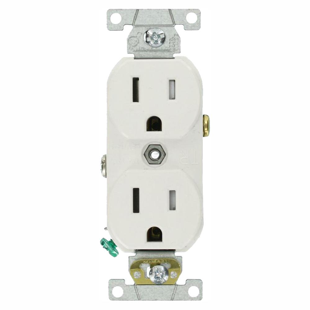 Leviton 15 Amp Commercial Grade Tamper Resistant Duplex Outlet, White (10-Pack)