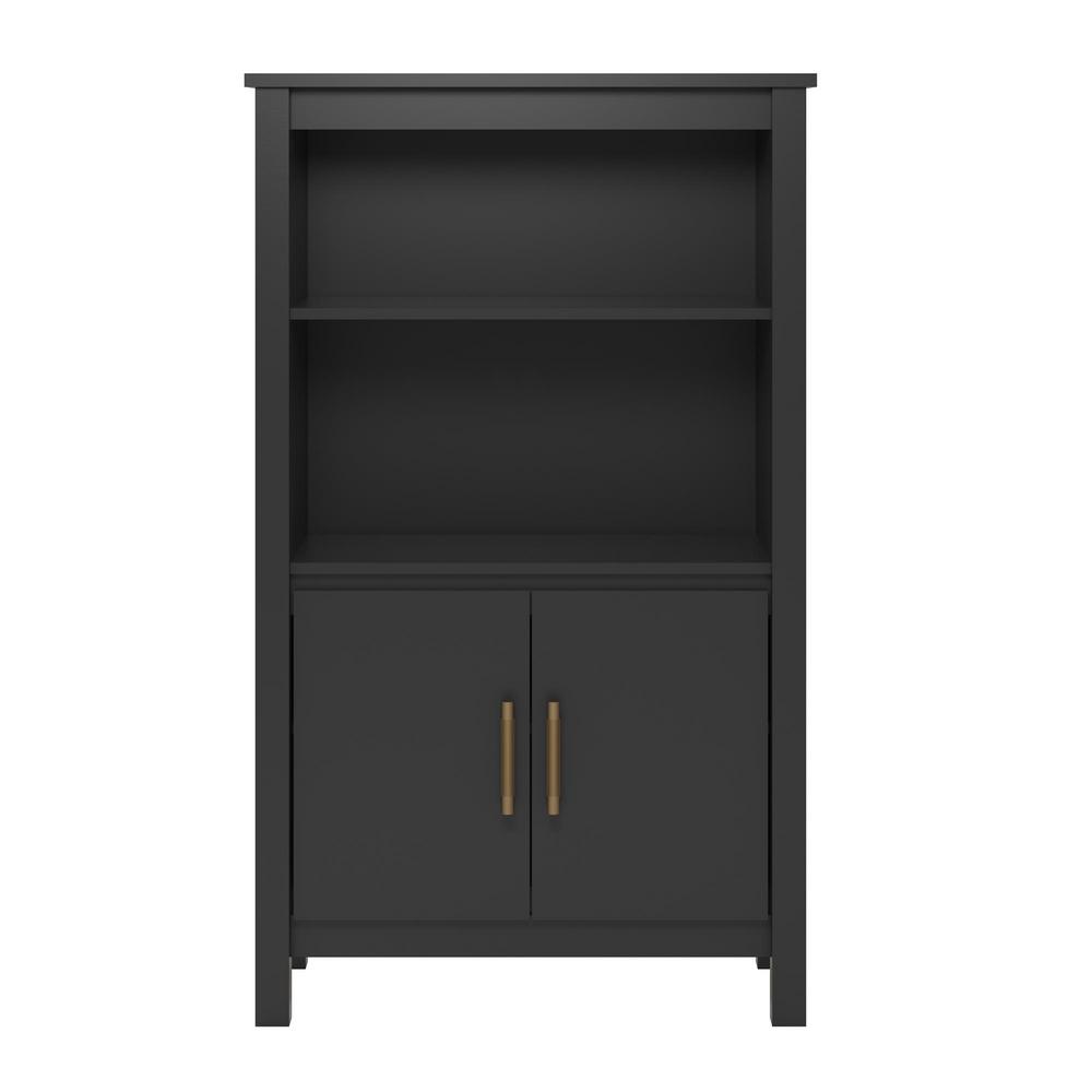 SystemBuild Meadow Ridge Black 3-Shelf Bookcase with Doors HD58854 ...