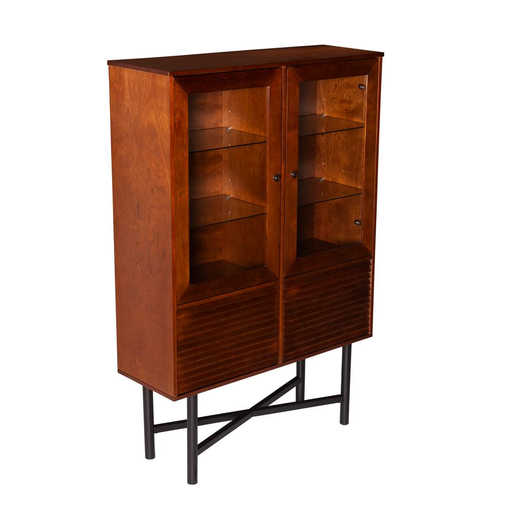 Southern Enterprises Tertia Dark Brown And Black Curio Cabinet