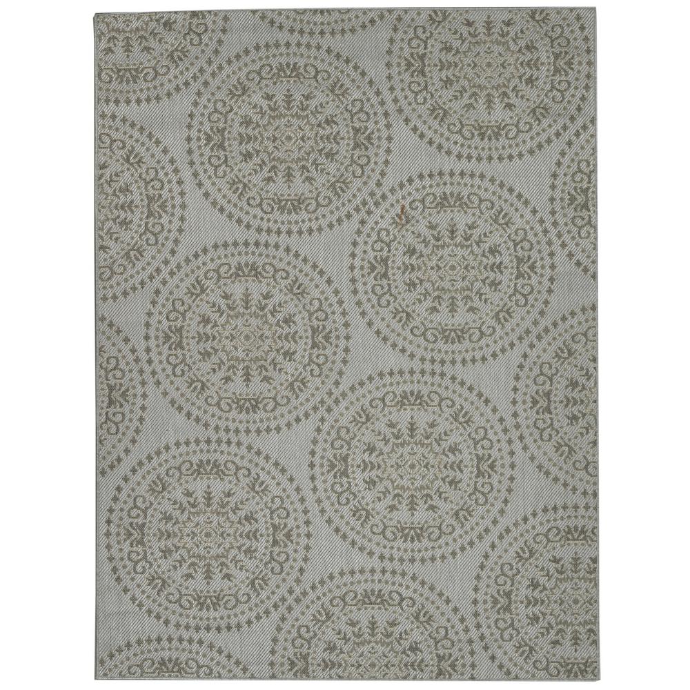 Ottomanson Jardin Collection Gray Medallion Design Indoor Outdoor 5 Ft X 7 Jute Back Area Rug