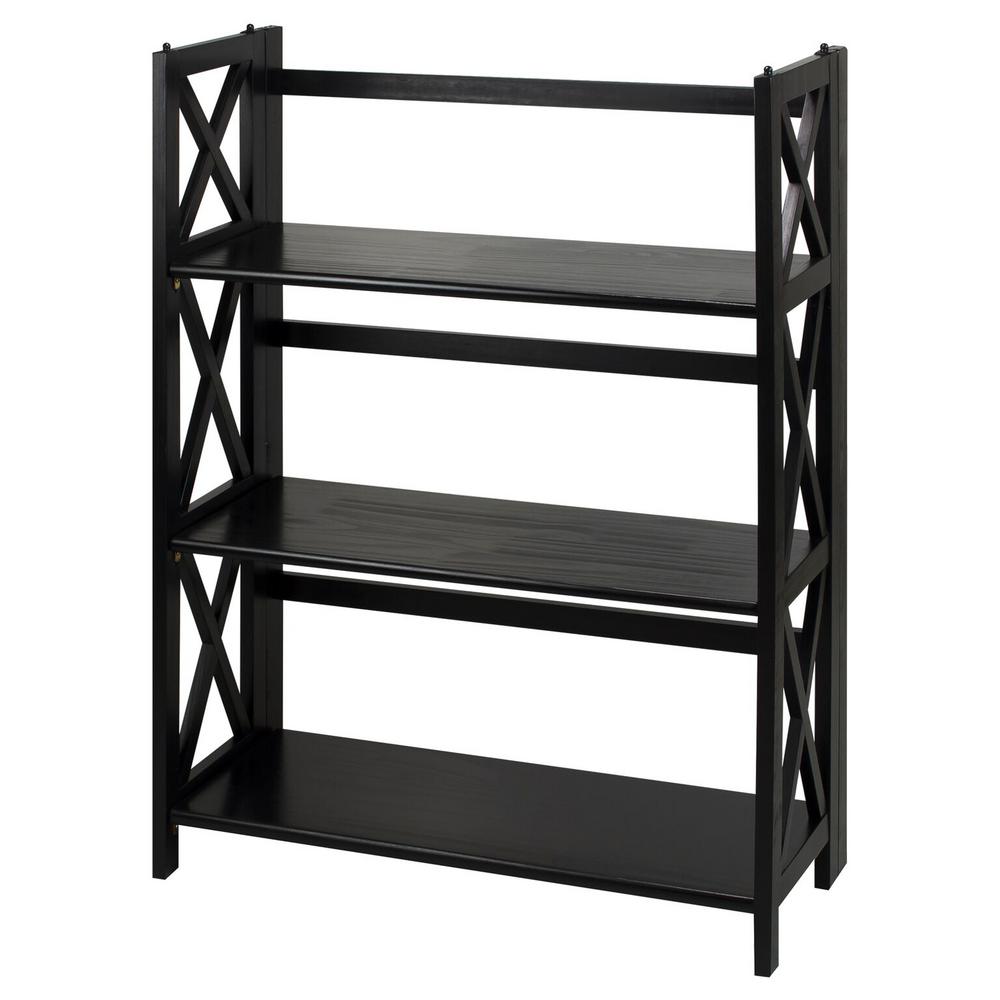 Casual Home X Design Black 3 Shelf Folding Bookcase 301 32 The Casual Home X Design Black 3 Shelf Folding Bookcase