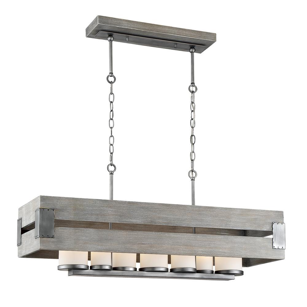 Home Decorators Ackwood 7-Light Grey Wood Rectangular Chandelier 26365-GRY