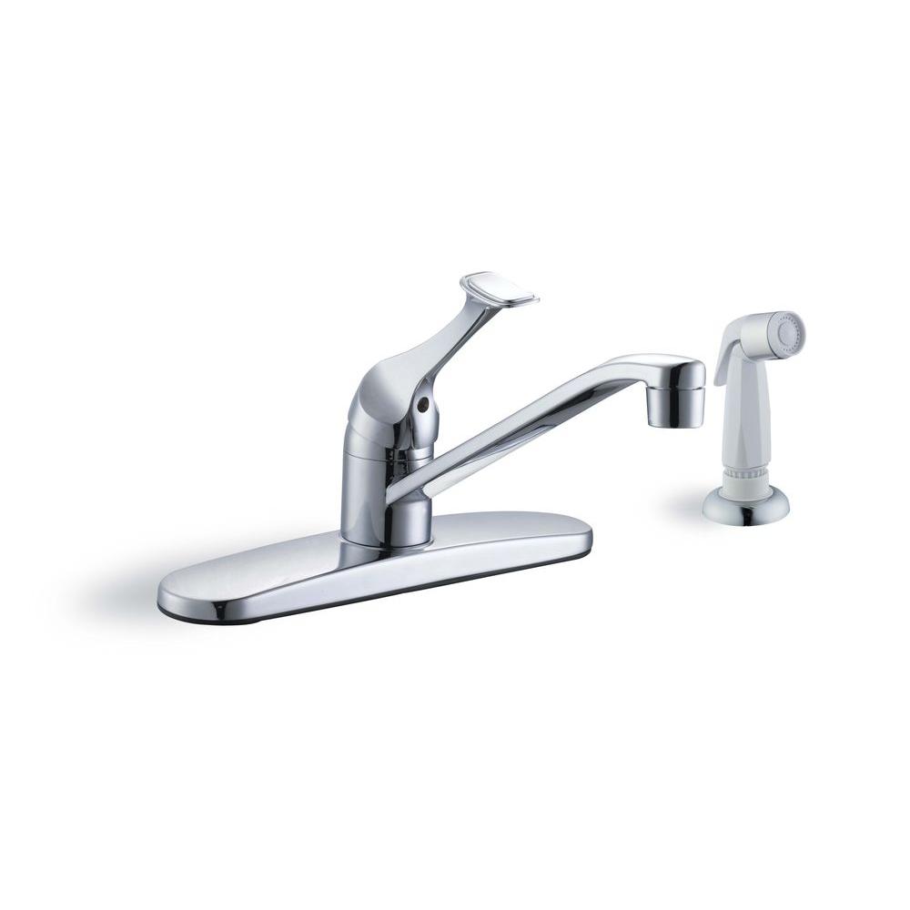 Glacier Bay Single Handle Standard Kitchen Faucet With White Side