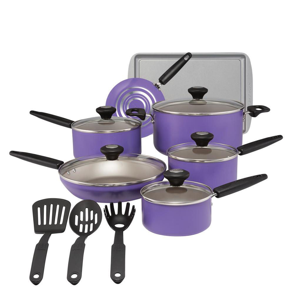 SilverStone Culinary Colors 15Piece Purple Aluminum Nonstick Cookware Set 22037 The Home Depot