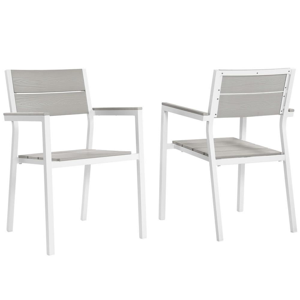Modern Sling Stacking Outdoor Patio Dining Chair With Polywood Arms And Powder-Coated Aluminum Frame