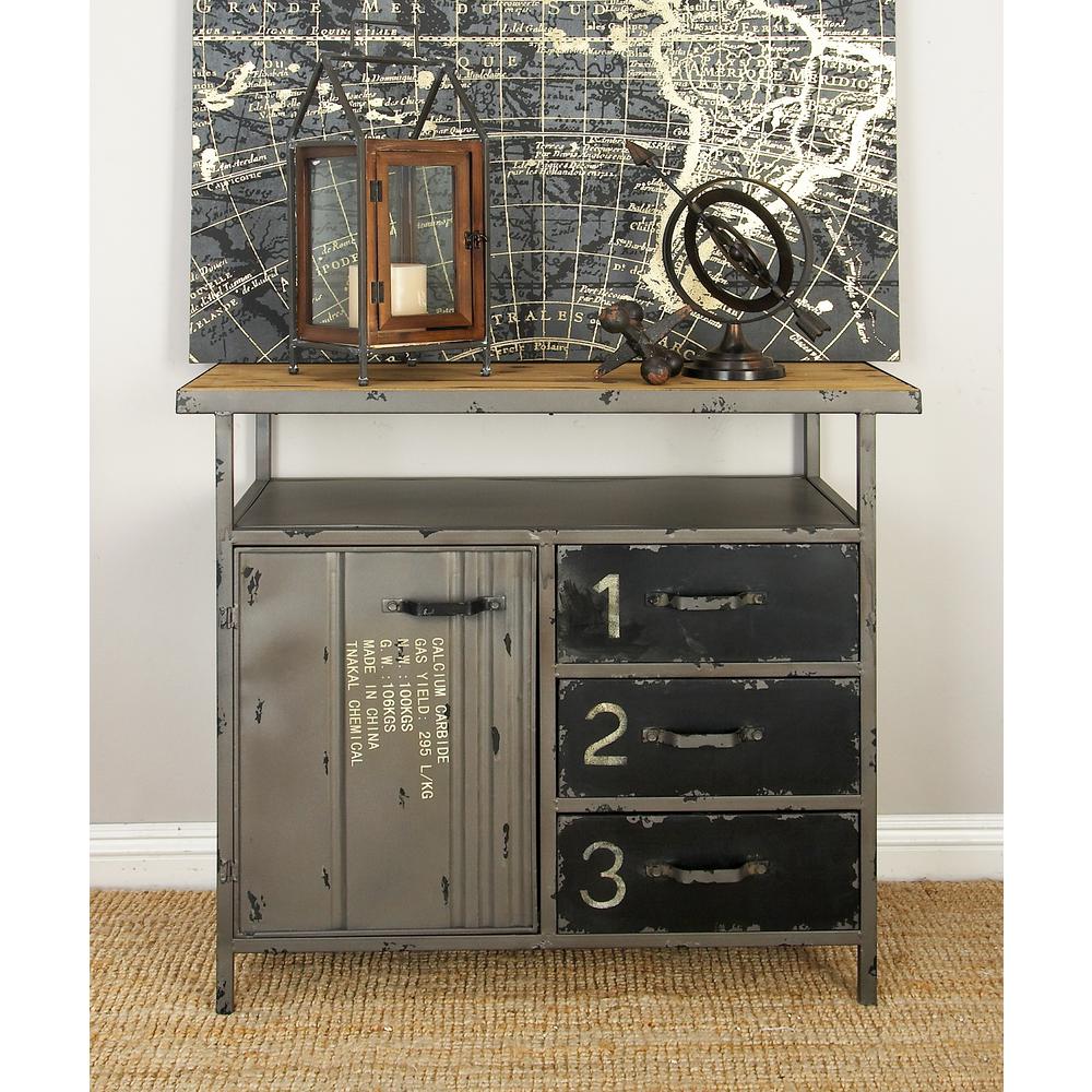 6 Metal Drawers Vintage Style Storage Solution Get Goods Industrial Metal Storage Cabinet Wooden Top