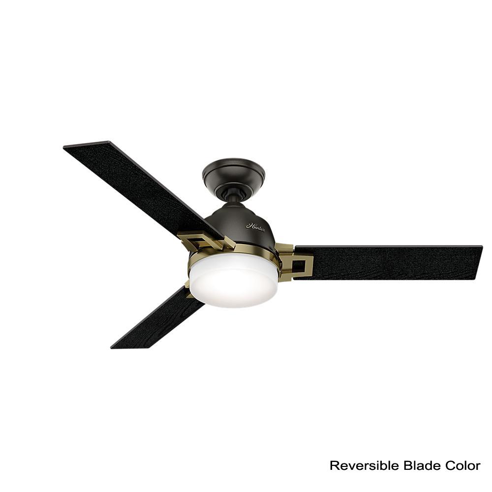 Hunter Leoni 48 In Led Indoor Noble Bronze And Modern Brass Ceiling Fan With Universal Remote And Dimmable Bulbs